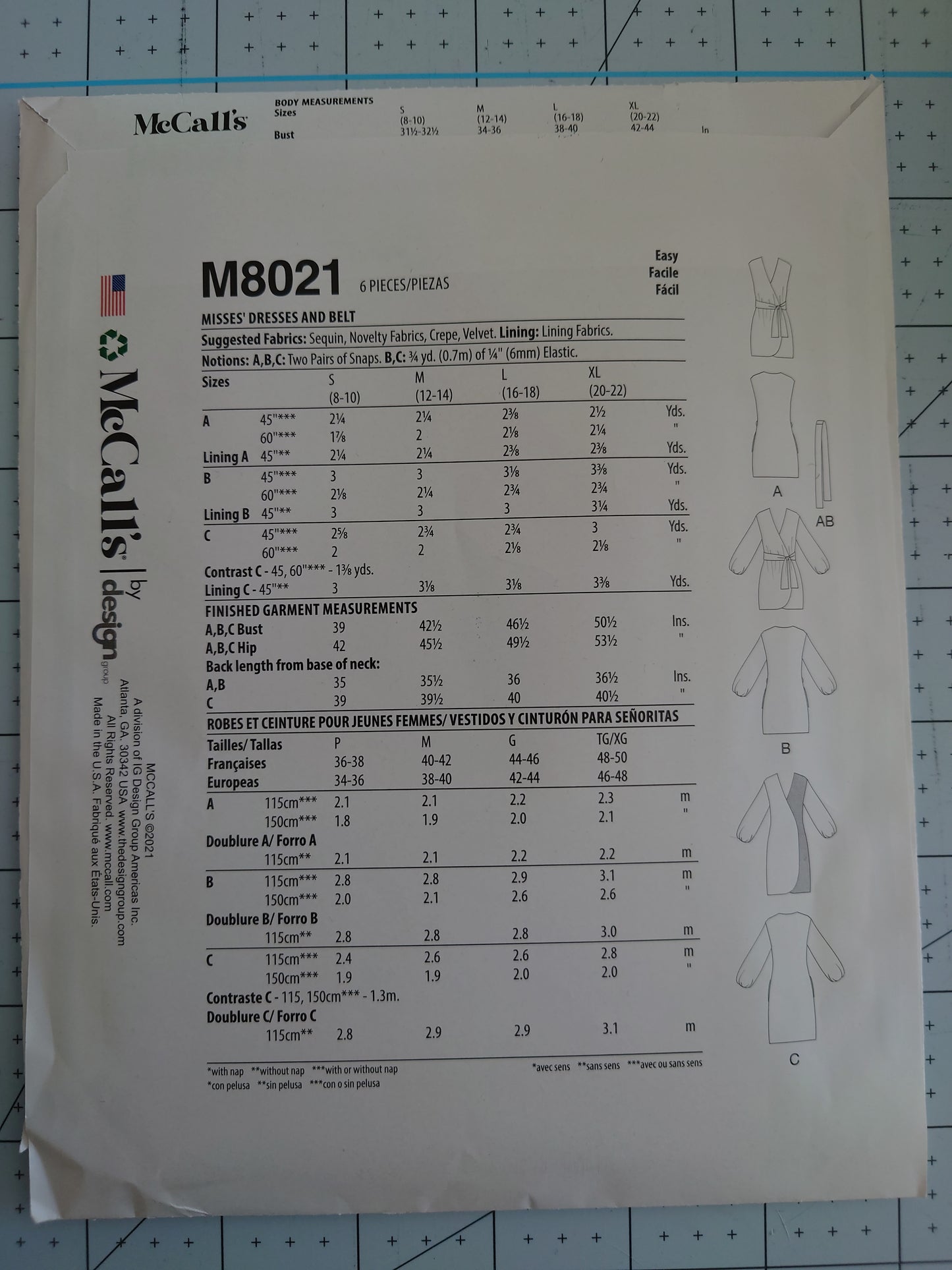 McCall's M8021 Misses' Dress and Belt