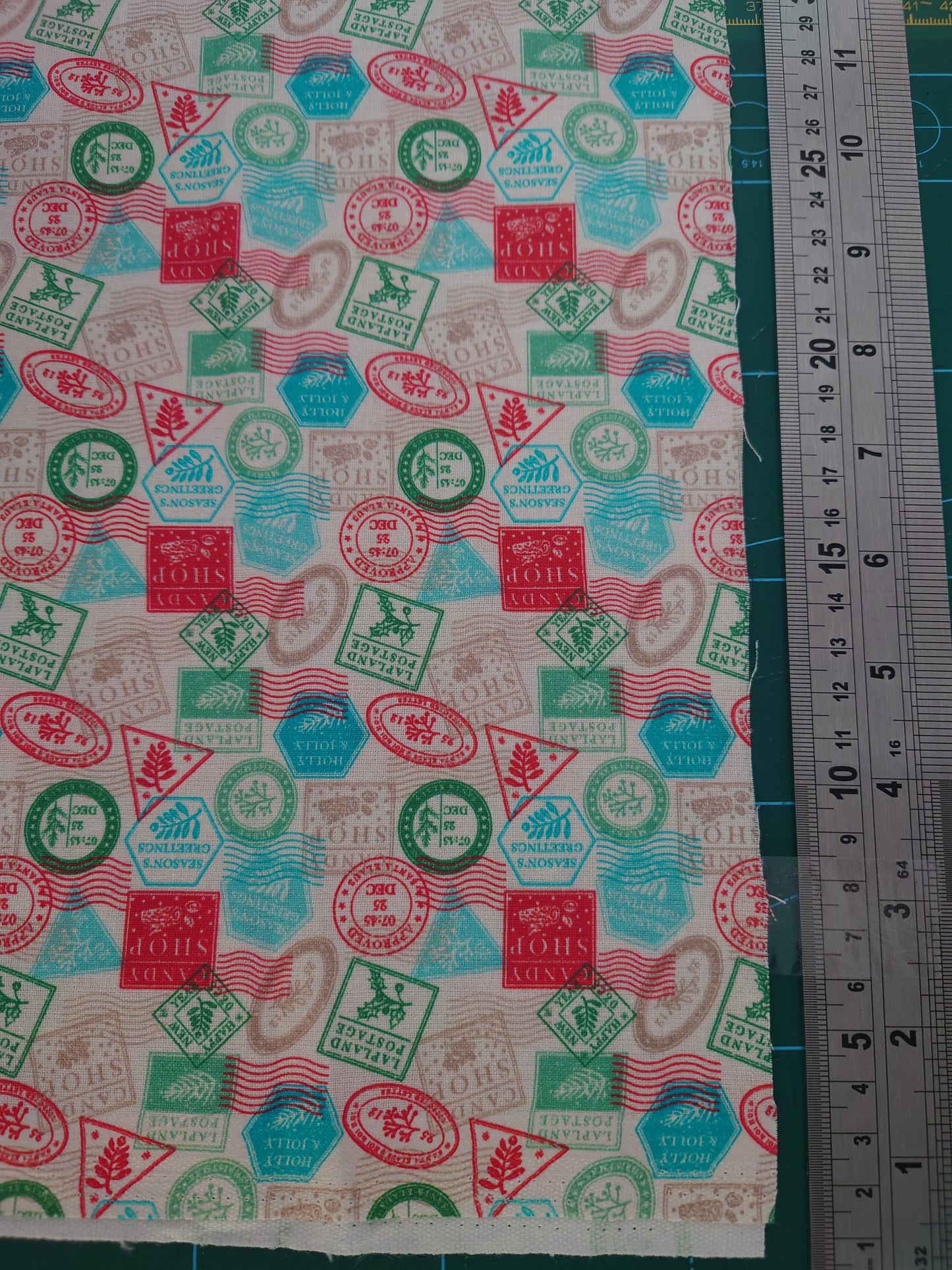Postage Stamp Christmas Cotton