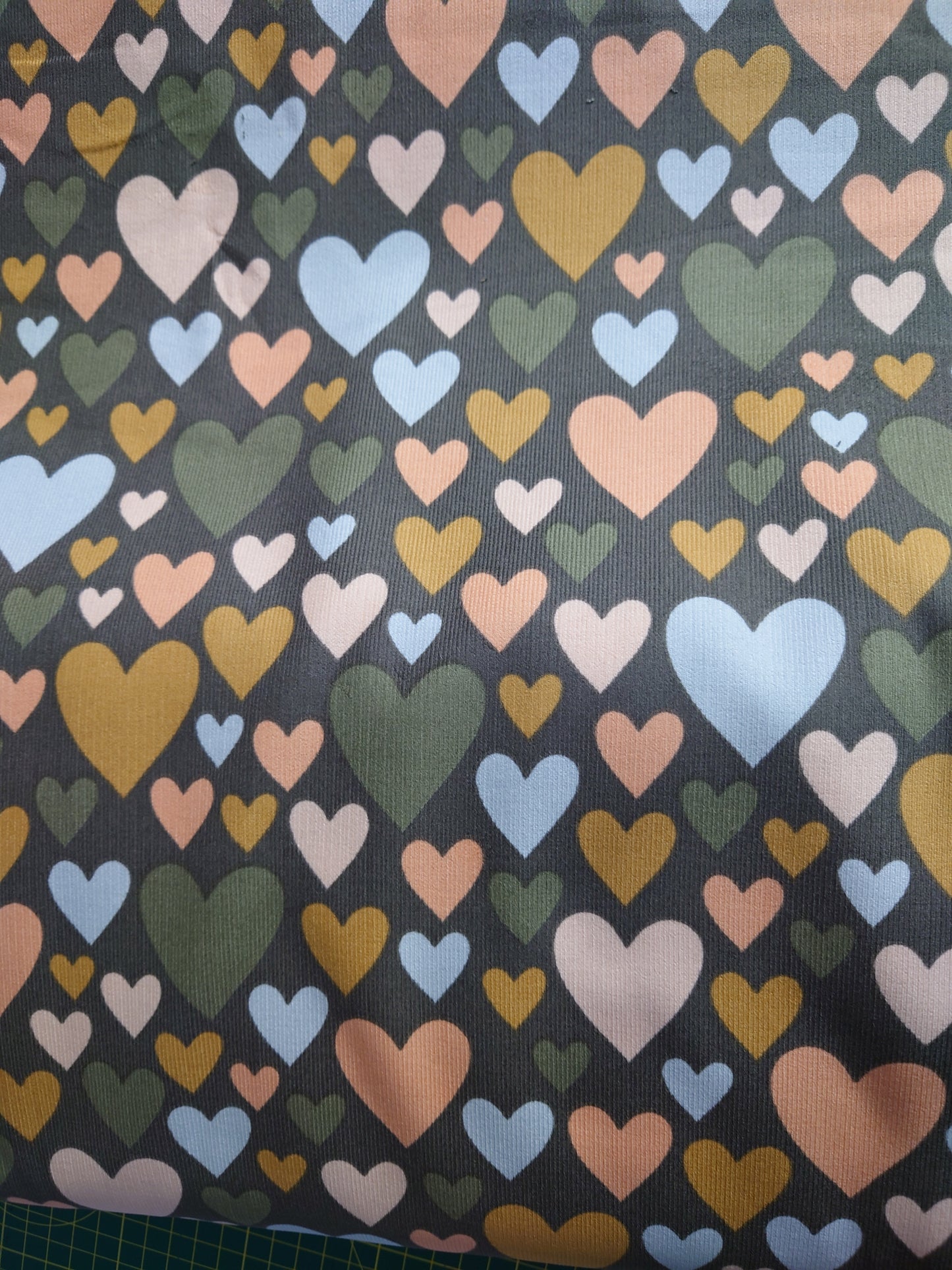 John Louden Forrest Green Baby Cord with Hearts