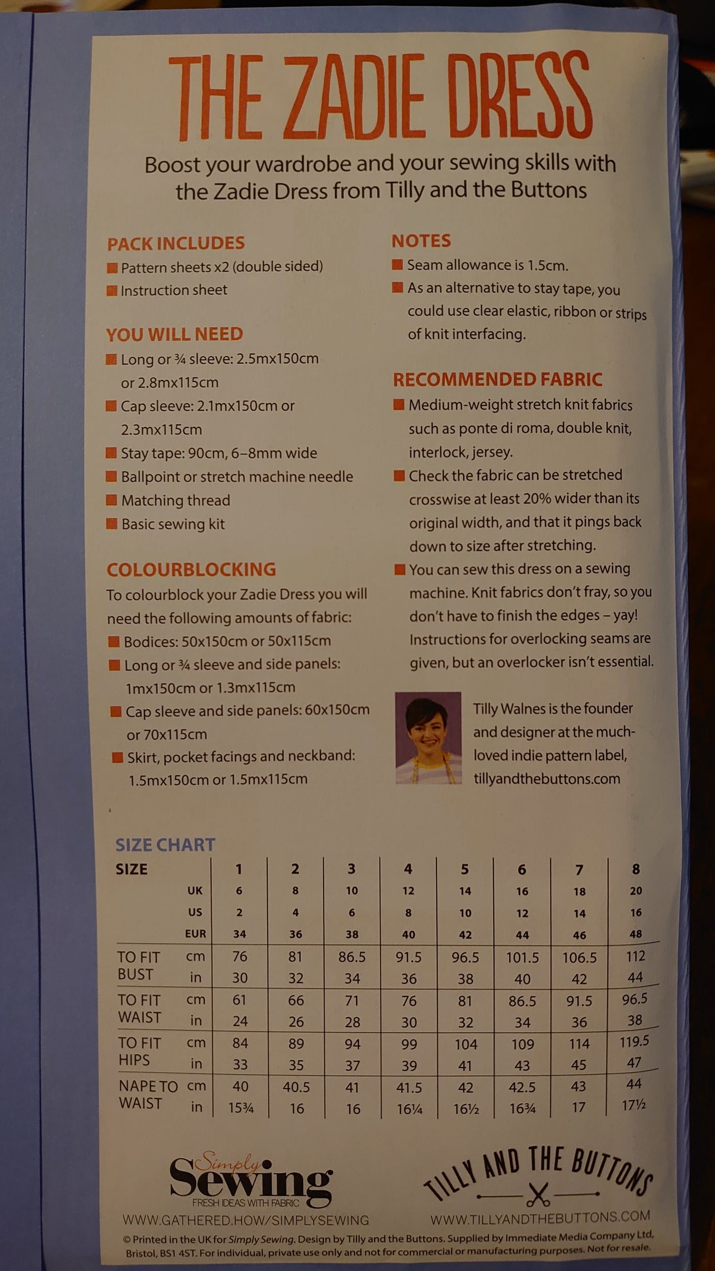 Tilly and the Buttons 'The Zadie Dress' Sewing Pattern