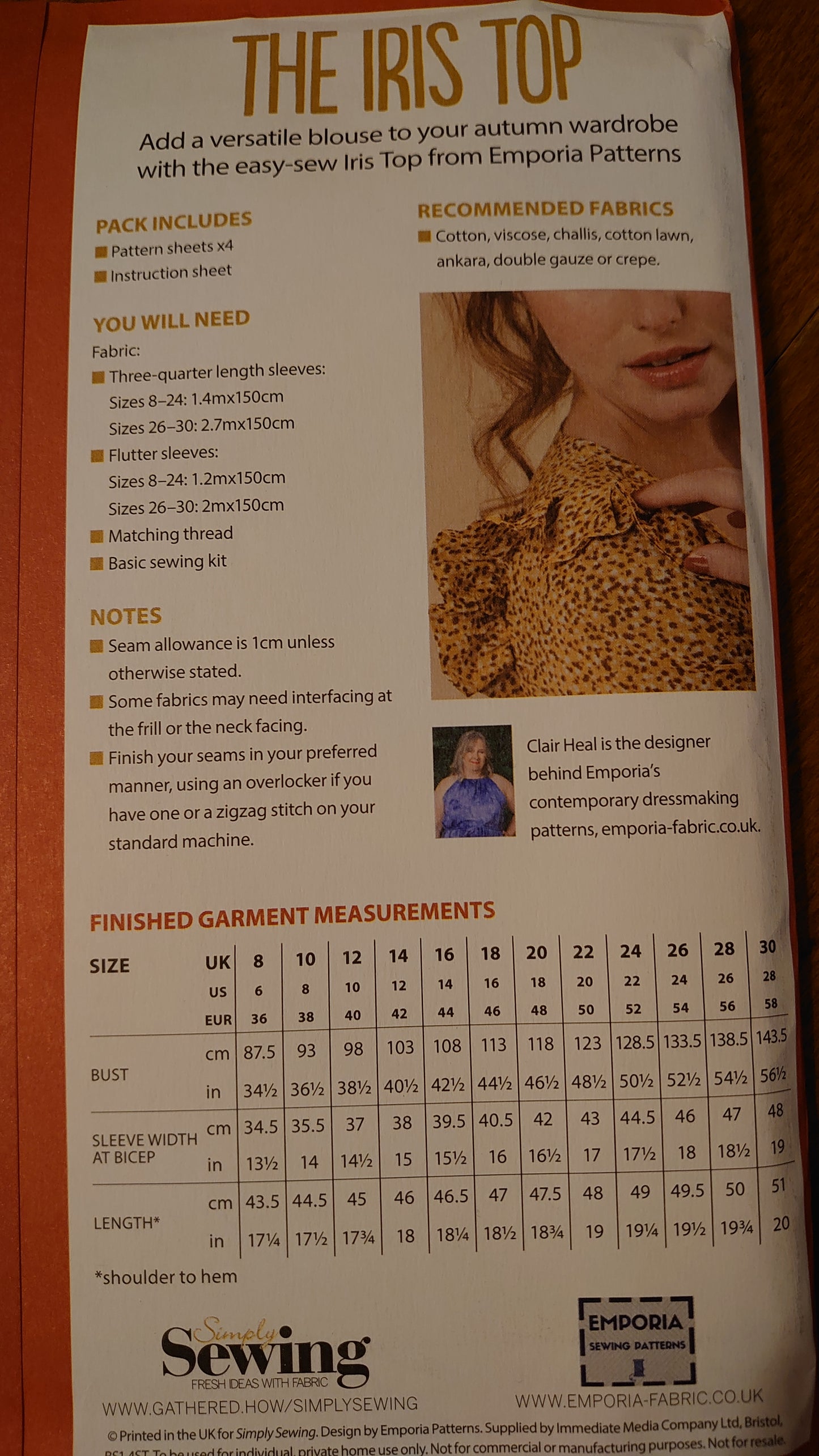The Iris Top Emporia Sewing Pattern