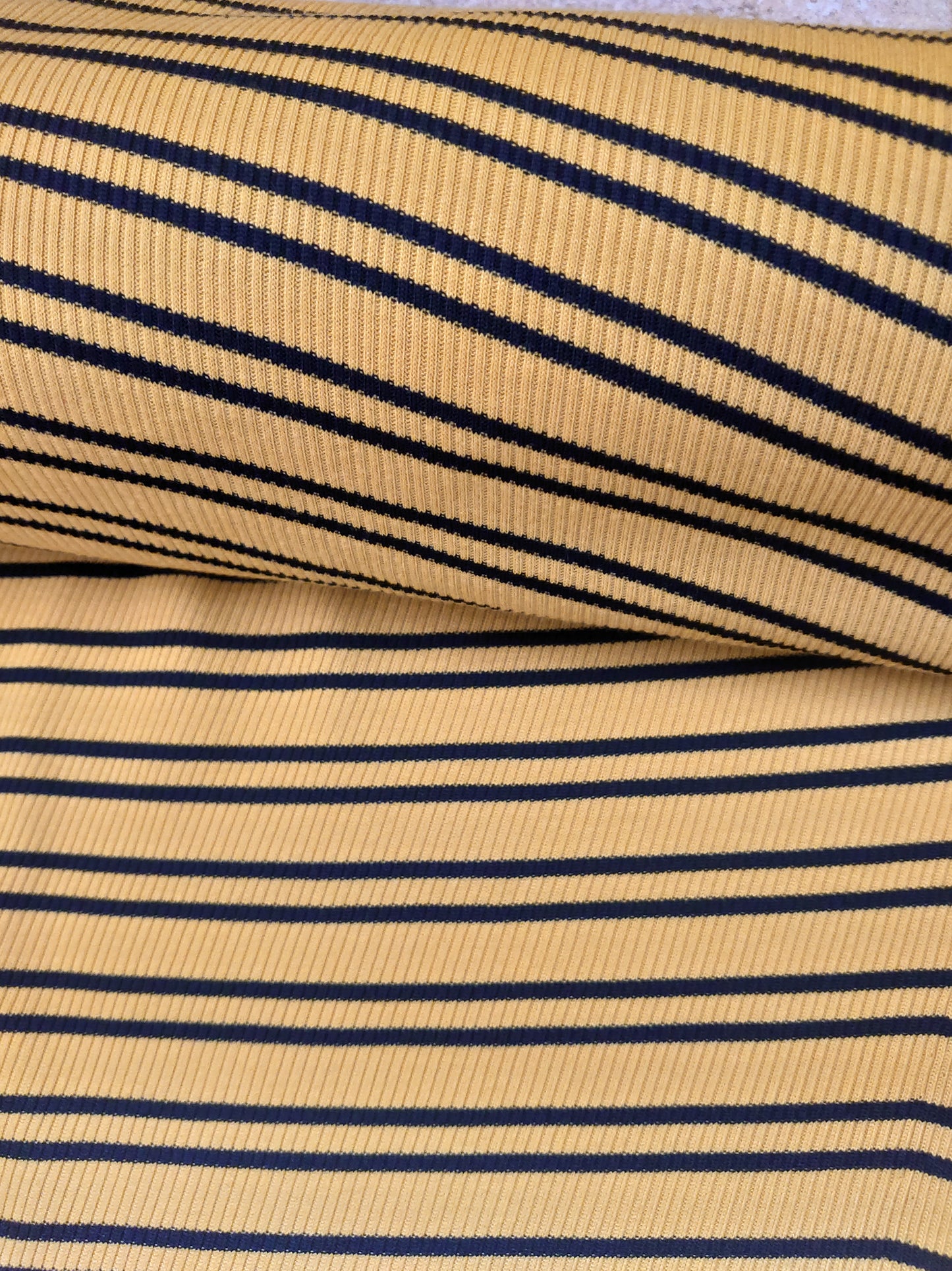 Mustard ribbed stretch jersey