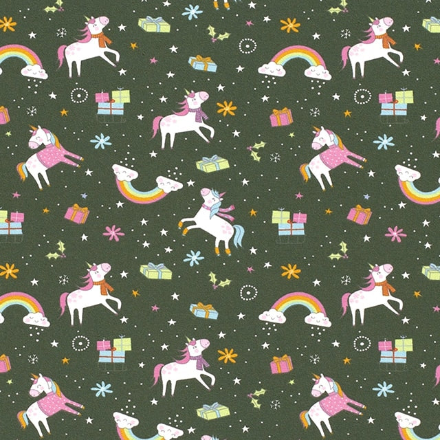 Rainbow Unicorn Xmas Cotton Jersey one 1m 90cm piece