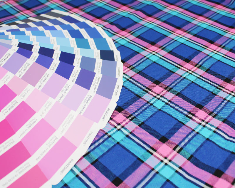 Polyviscose Tartan - Navy & Pink