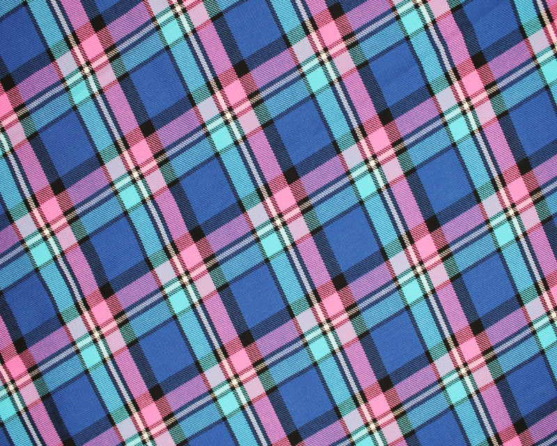 Polyviscose Tartan - Navy & Pink