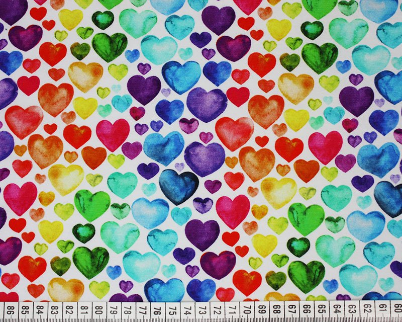 Rainbow Hearts Cotton Jersey