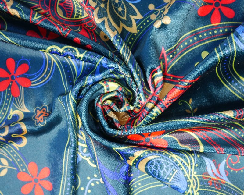 Retro Tulip Butterfly Digital Stretch Velour