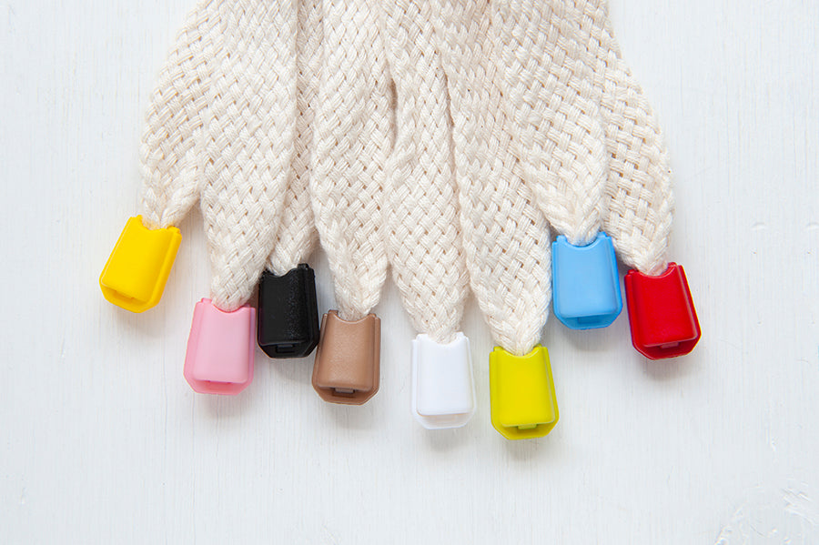 Pair Black Plastic Clip On Cord Ends 8mm