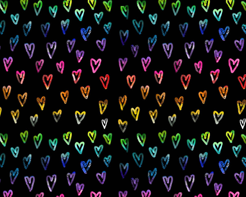 Glow Stick Hearts Cotton Jersey