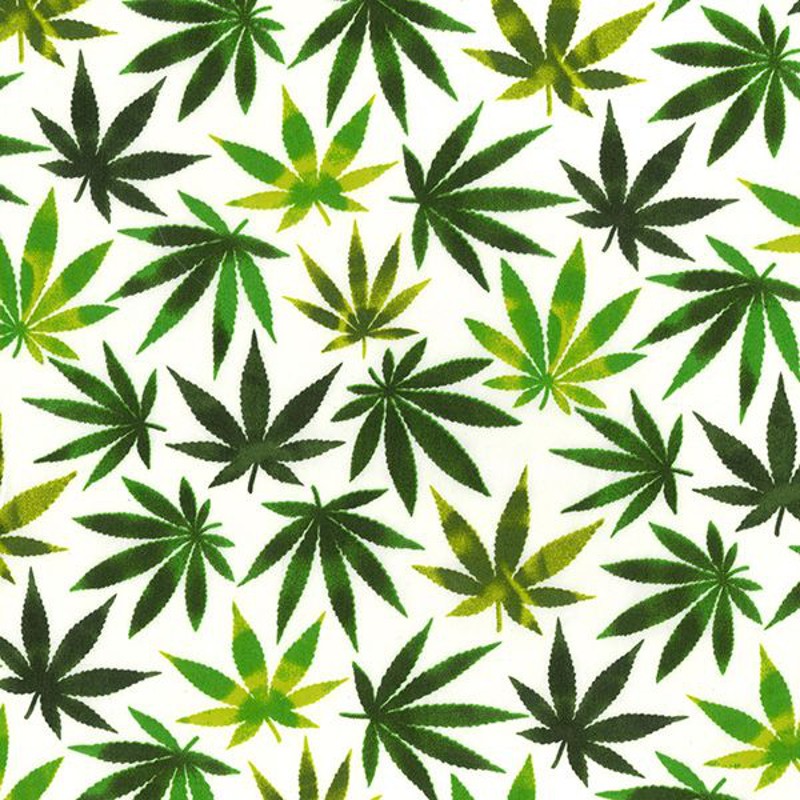 100% Cotton Poplin Fabric Rose & Hubble Mary Jane's Hemp Plant Garden Leaves