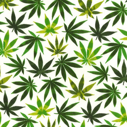 100% Cotton Poplin Fabric Rose & Hubble Mary Jane's Hemp Plant Garden Leaves