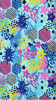 Graphic Hexagons French Terry - light blue