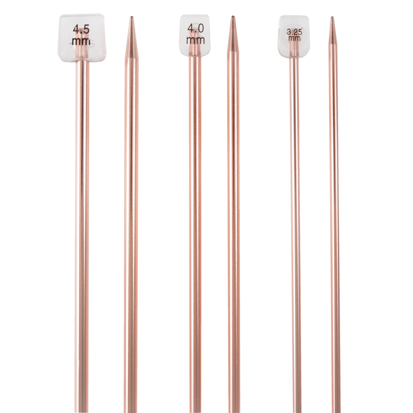 Knitting Pin Set: Rose Gold: 35cm x 3.25 - 4.5mm