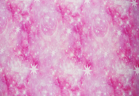 Pink Moon and Stars Cotton Jersey