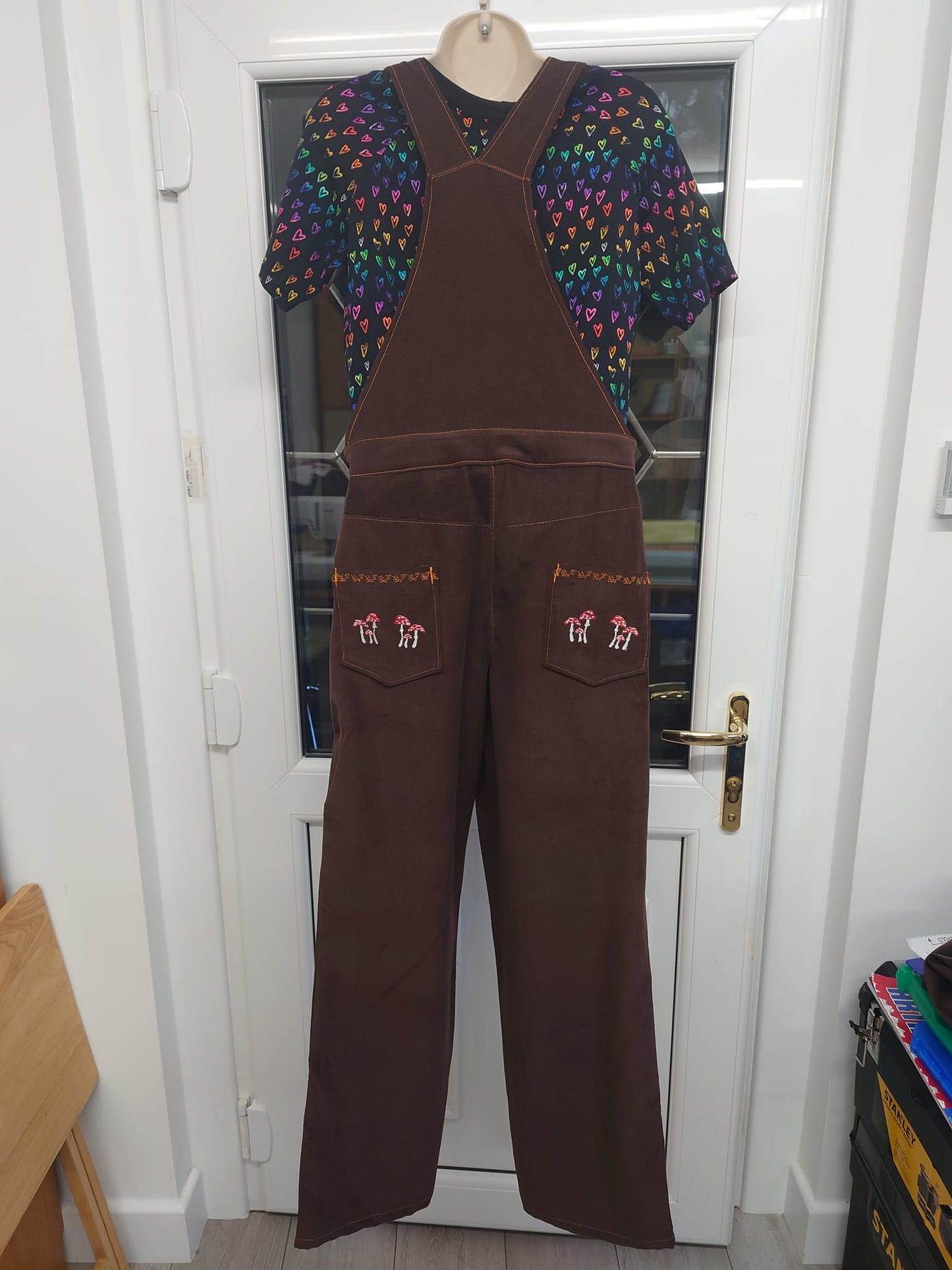 Mushroom Cotton Dungarees (size small)