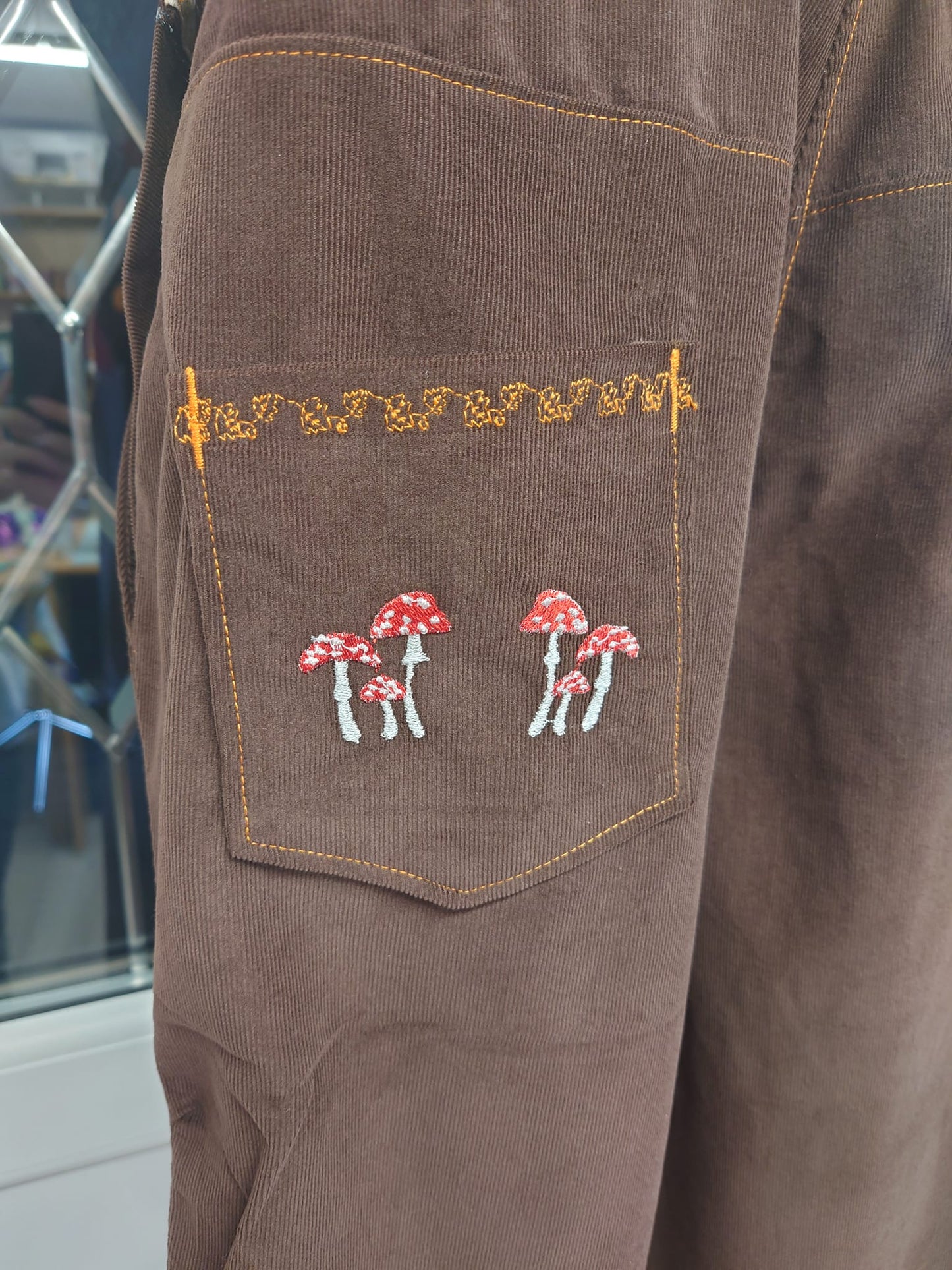 Mushroom Cotton Dungarees (size small)