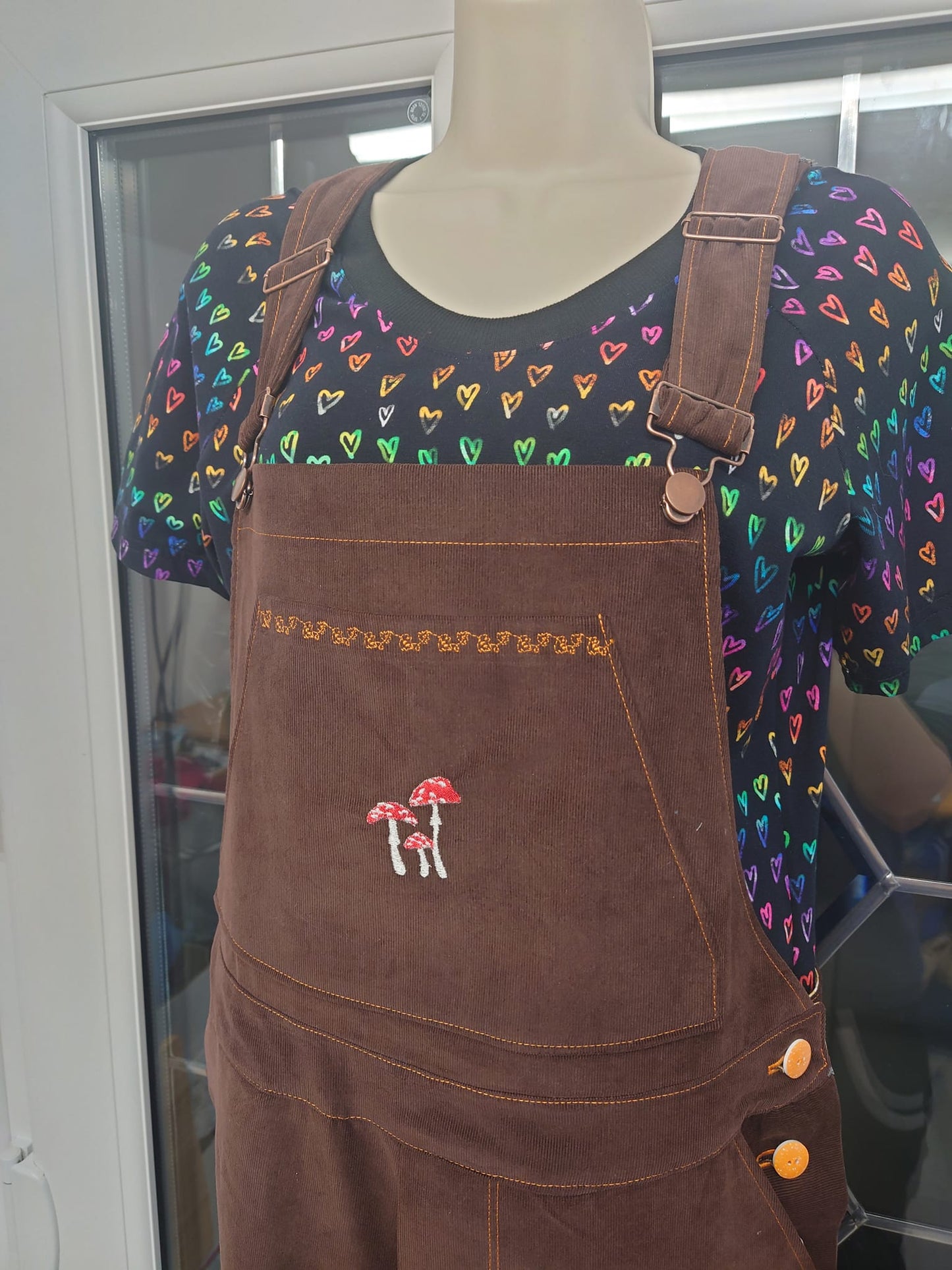 Mushroom Cotton Dungarees (size small)