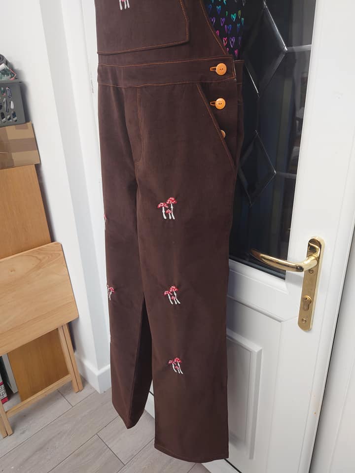 Mushroom Cotton Dungarees (size small)