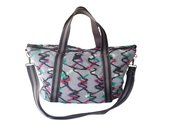 Overnight Tote Bag - grey squiggle