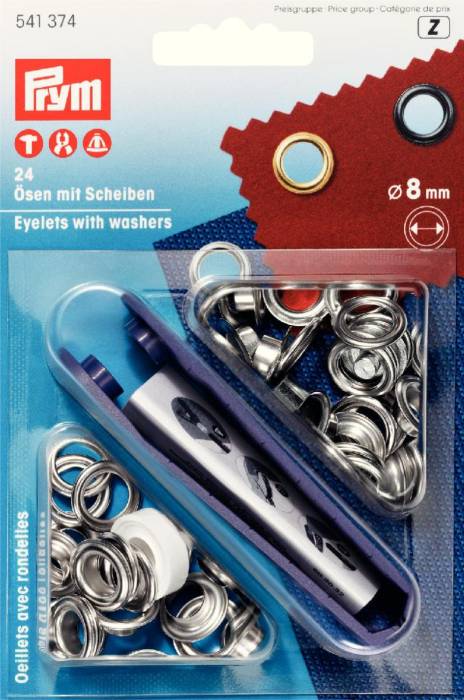 Prym Eyelets and Washers brass 8mm silver colour