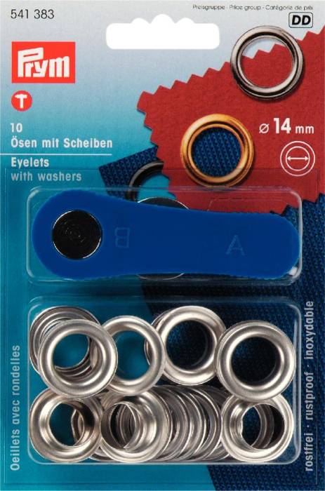 Prym Eyelets and Washers brass 14mm silver colour