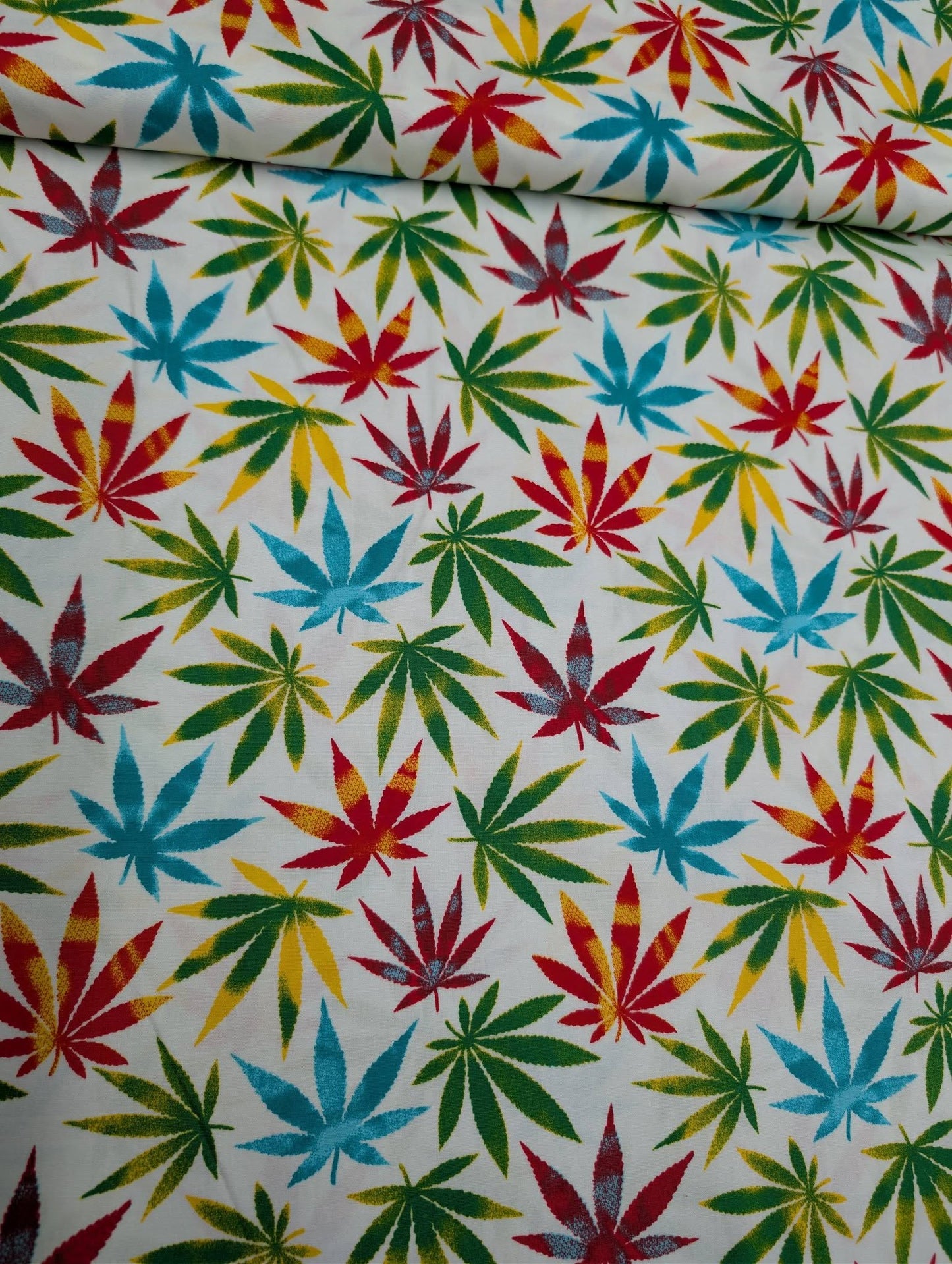 100% Cotton Poplin Fabric Rose & Hubble Mary Jane's Hemp Plant Garden Leaves
