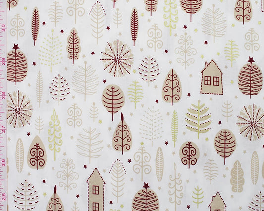 100% Cotton - Christmas all around Metallic Poplin