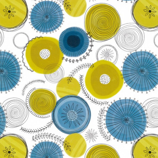 Nutex vintage floral, abstract circles 100% cotton