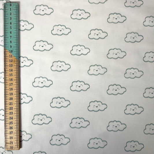 The Sky Above, Cute Clouds – Sage – Cotton Print