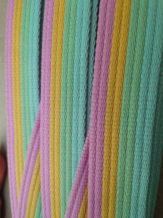 structured pastel cotton mix webbing 30mm, sky/mint/lemon/pink
