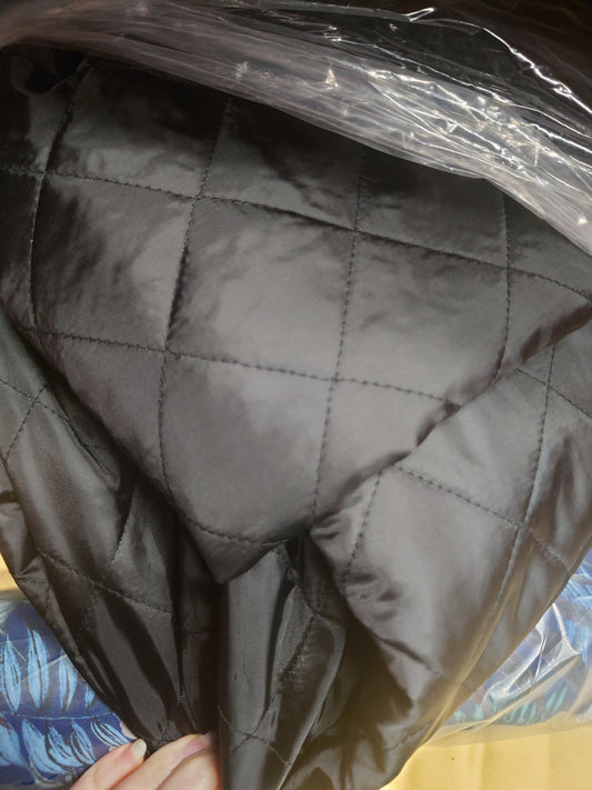 Quilted black shiny fabric