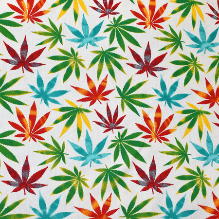 100% Cotton Poplin Fabric Rose & Hubble Mary Jane's Hemp Plant Garden Leaves