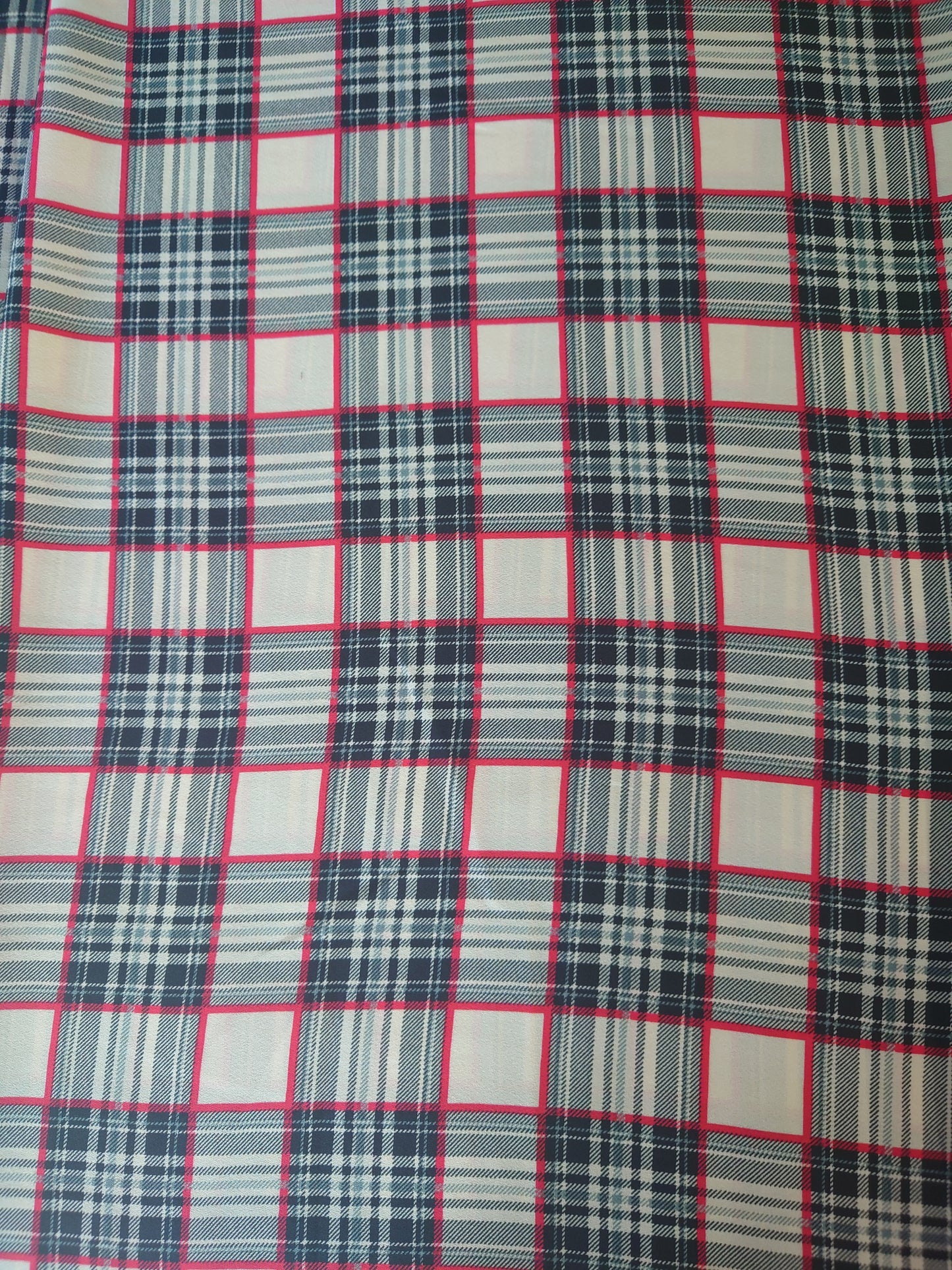 Tartan red check crepe de chine 3m for £15