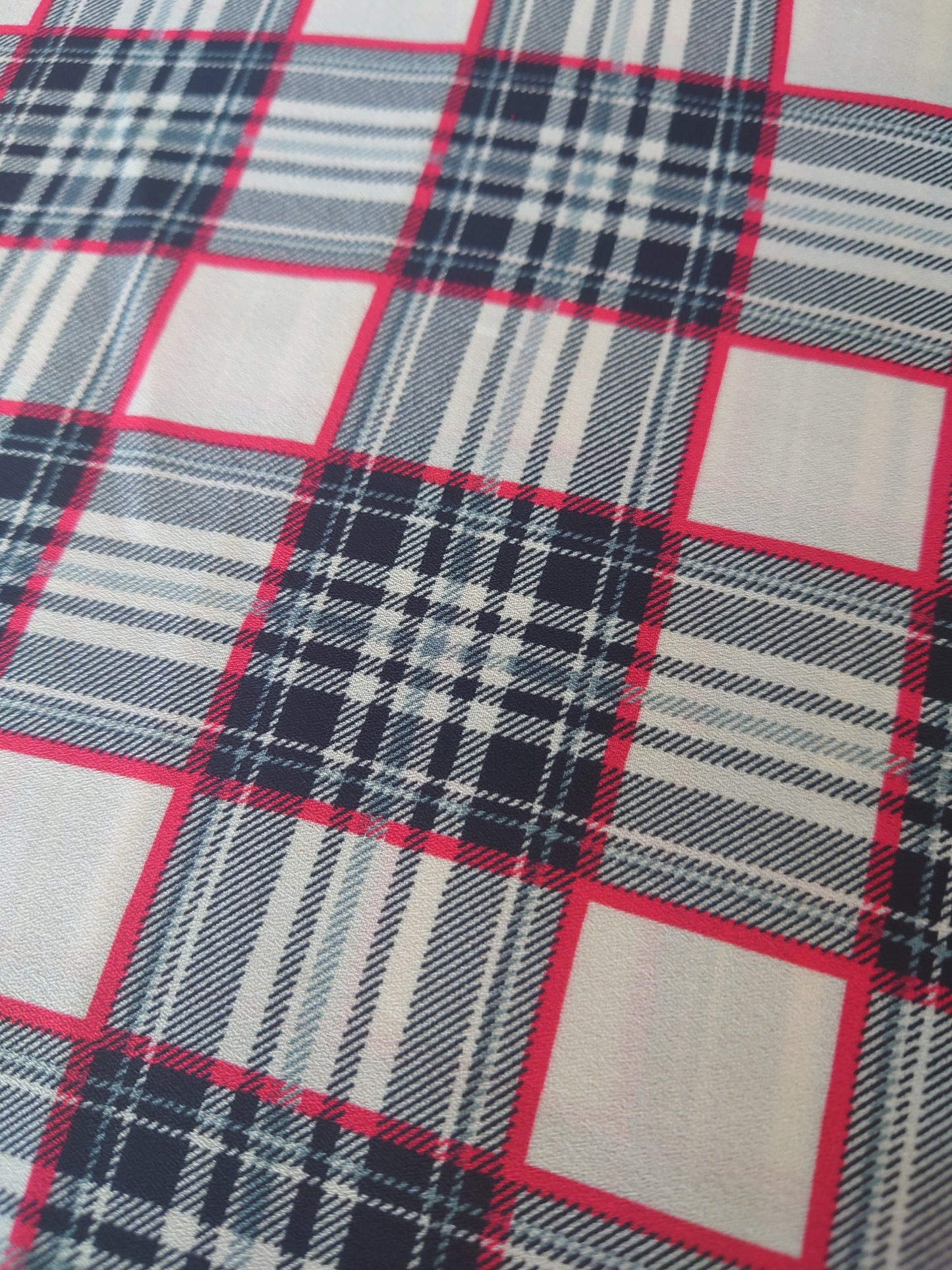 Tartan red check crepe de chine 3m for £15