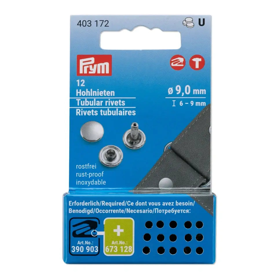 Tubular Rivets, 6-9mm, silver-coloured, 12 items