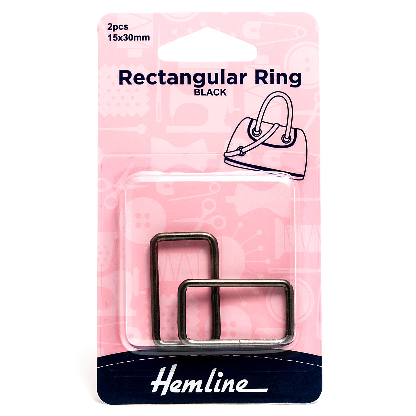 Rectangular Ring: 30mm: Nickel Black: 2 Pieces