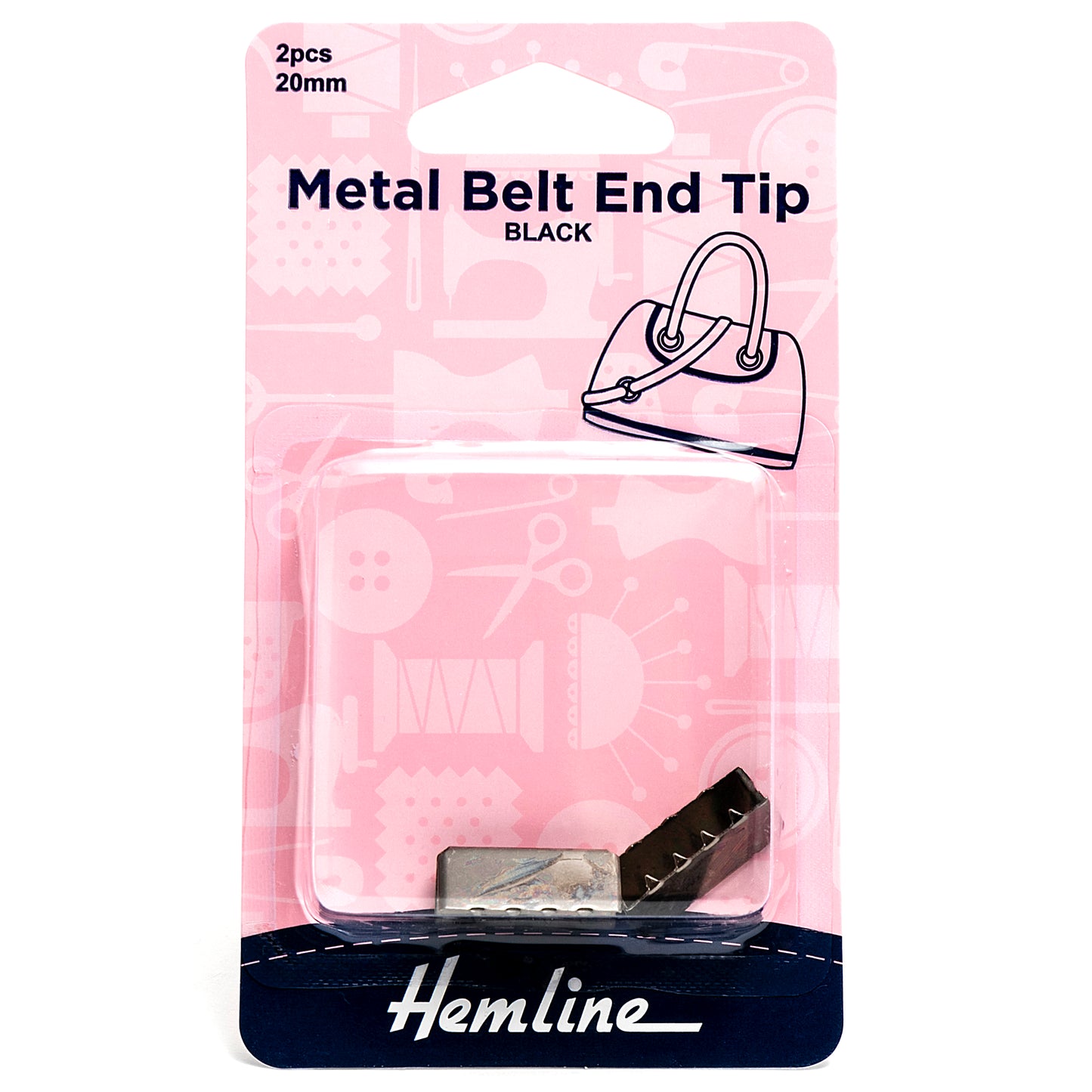 Metal Belt-End Tips: 20mm: Nickel Black: 2 Pieces