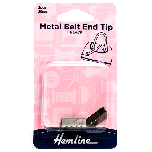 Metal Belt-End Tips: 20mm: Nickel Black: 2 Pieces