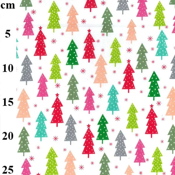 Printed Polycotton Fabric - Christmas trees