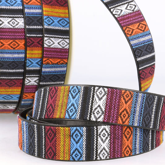 Trim: Webbing: Faux Leather Lined: 25mm: Multicolour