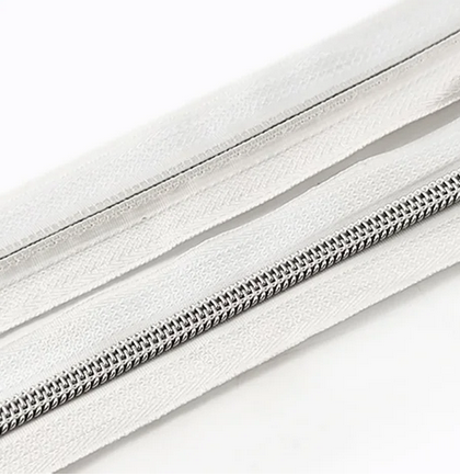 White Zip Tape with Silver Teeth #5