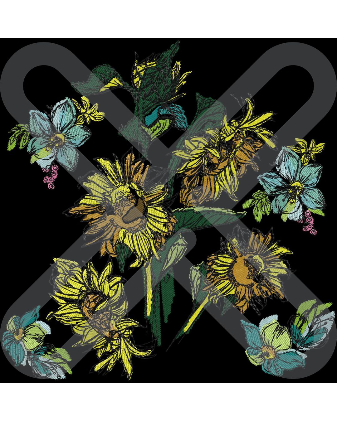 Sunflowers and Flowers Embroidery FILE