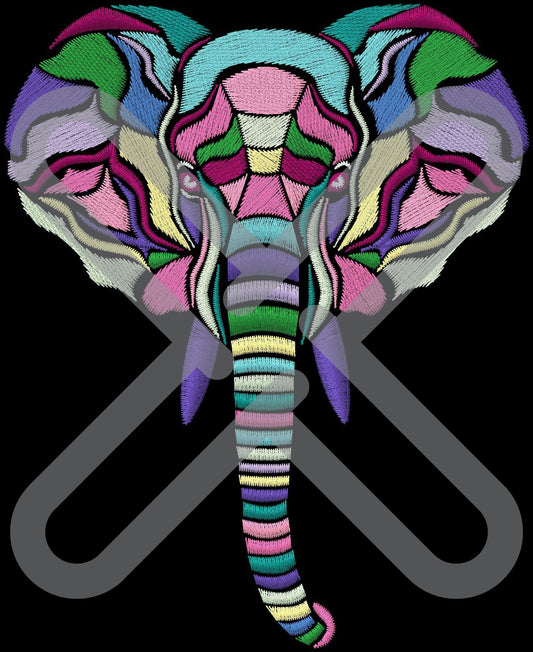 Abstract Elephant Embroidery Design