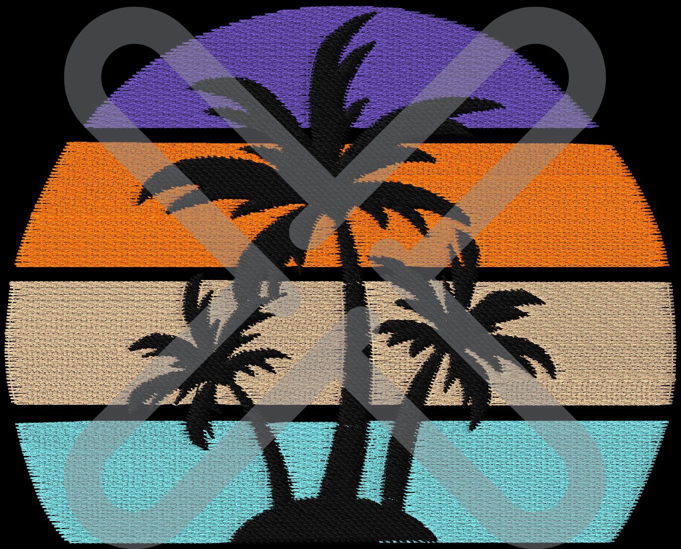 Retro Beach Palm Tree Machine Embroidery File