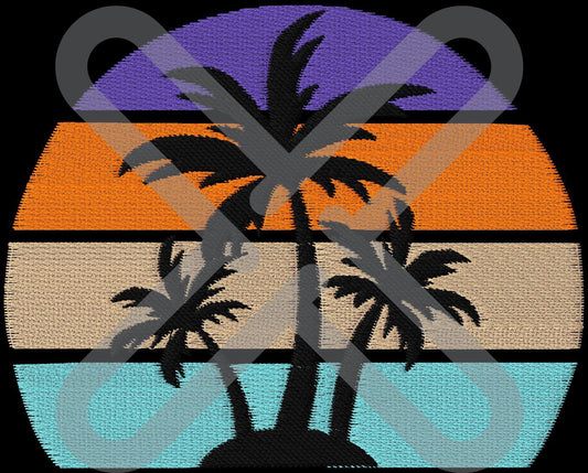 Retro Beach Palm Tree Machine Embroidery File
