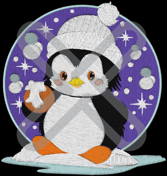 Penguin Snow Globe Machine Embroidery file - Two Sizes