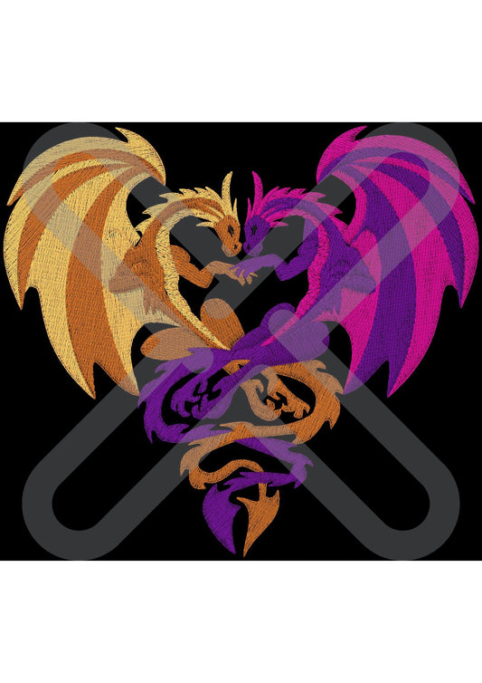 Twin Dragons Machine Embroidery File