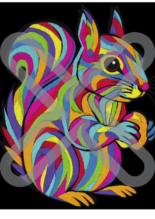Rainbow Squirrel Embroidery File
