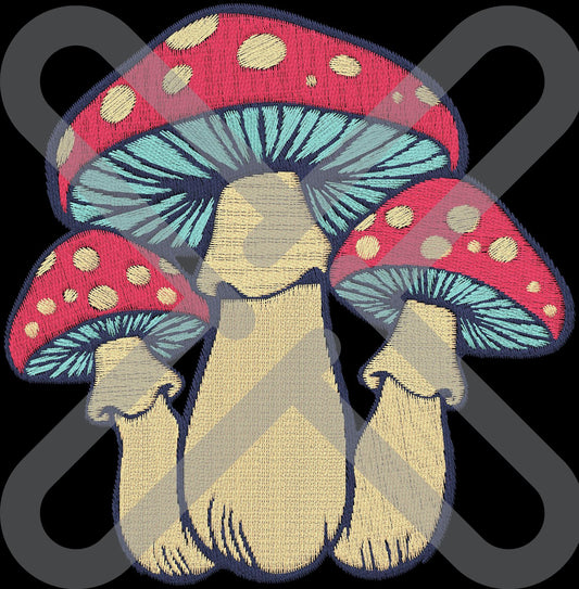 Mushroom Trio Machine Embroidery File