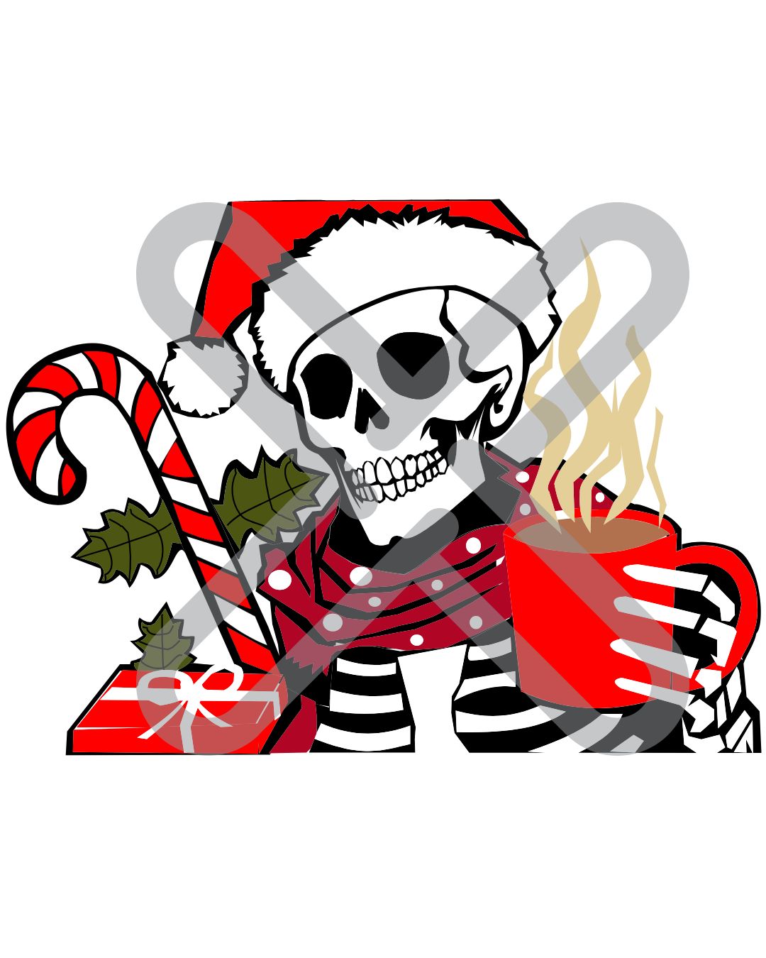 Christmas Skeleton with Hot Drink
